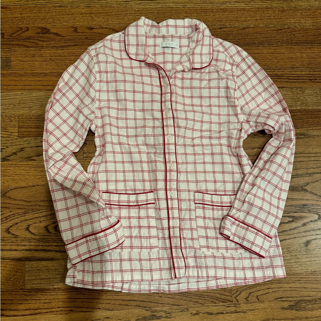Women’s Cream & Red Plaid Button-Front Pajama Top